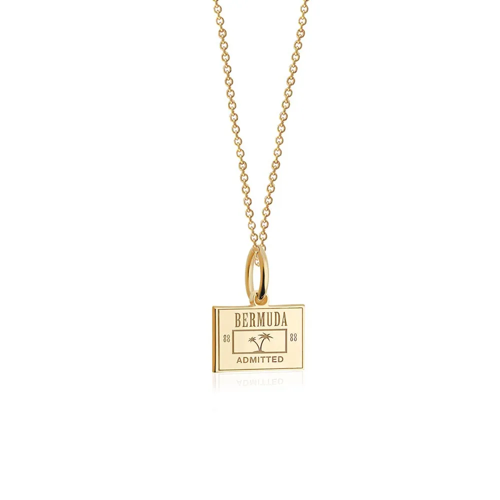 Bermuda Passport Stamp Charm Solid Gold Mini