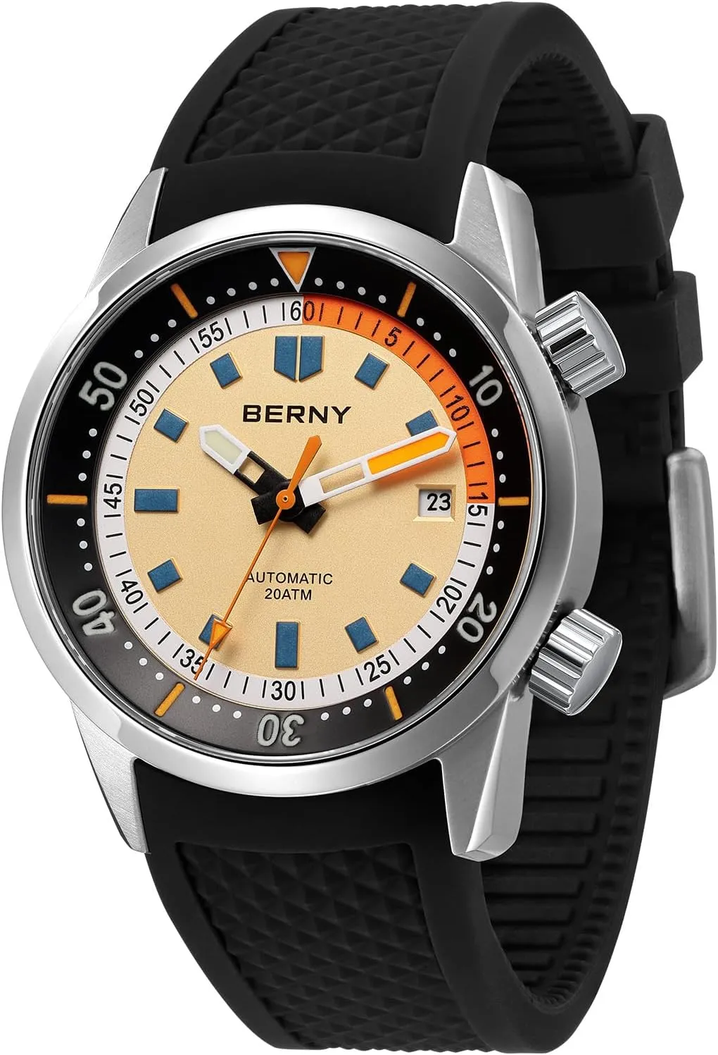 BERNY Diving Watch for Men Automatic Mechanical Watch 20ATM Wristwatch Sapphire Glass Super Luminous Male Diver Watches