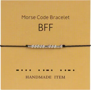 Best Friend Morse Code Bracelet for Women, Birthday Gifts for Soul Sisters, BFF and Long Distance Friendship Presents, Work Bestie Gift, Easter Basket Stuffers for Best Friends and Sisters