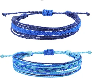 Best Friendship Bracelet Blue Bracelet for Women Bohemian Butterfly Bracelet Blue Braided Bracelet Adjustable Handmade Woven Bracelets Waterproof String Ocean Surfer Beaded Jewelry