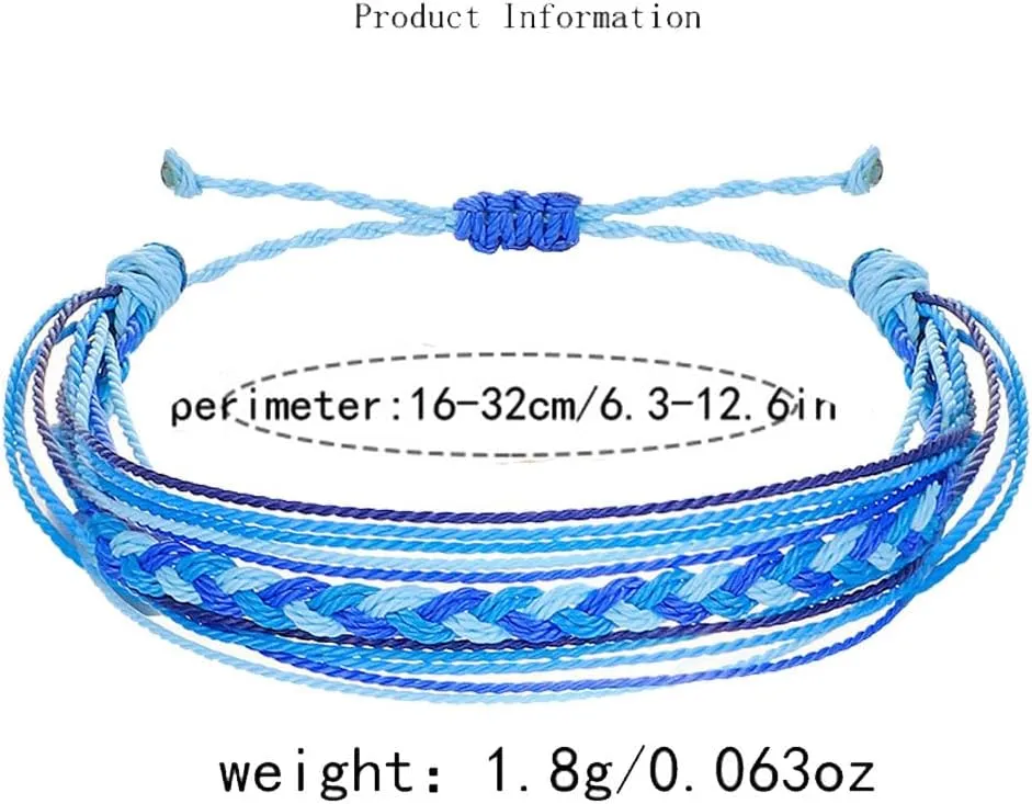 Best Friendship Bracelet Blue Bracelet for Women Bohemian Butterfly Bracelet Blue Braided Bracelet Adjustable Handmade Woven Bracelets Waterproof String Ocean Surfer Beaded Jewelry