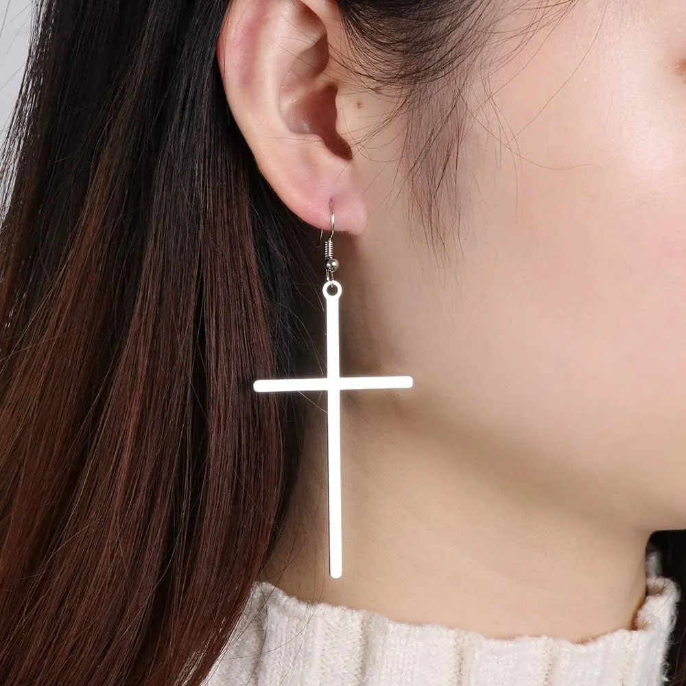 Big Cross Earrings Minimalist Cross Dangle Drop Earrings for Women Jewelry Gift
