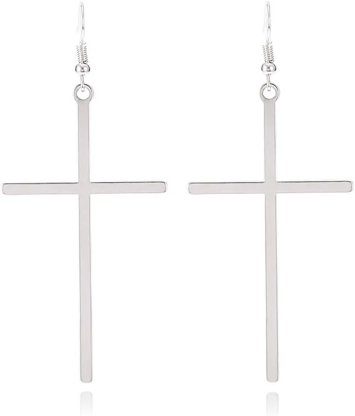 Big Cross Earrings Minimalist Cross Dangle Drop Earrings for Women Jewelry Gift