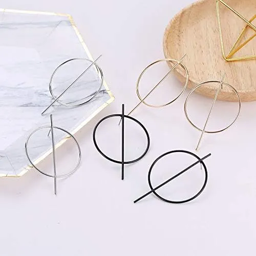 Big Round Hoop Earrings Minimalist Lightweight Statement Twist Cartilage Piercing Earrings Geometric Circle Stick Earrings Gold Fashion Anniversary Birthday Jewelry for Women