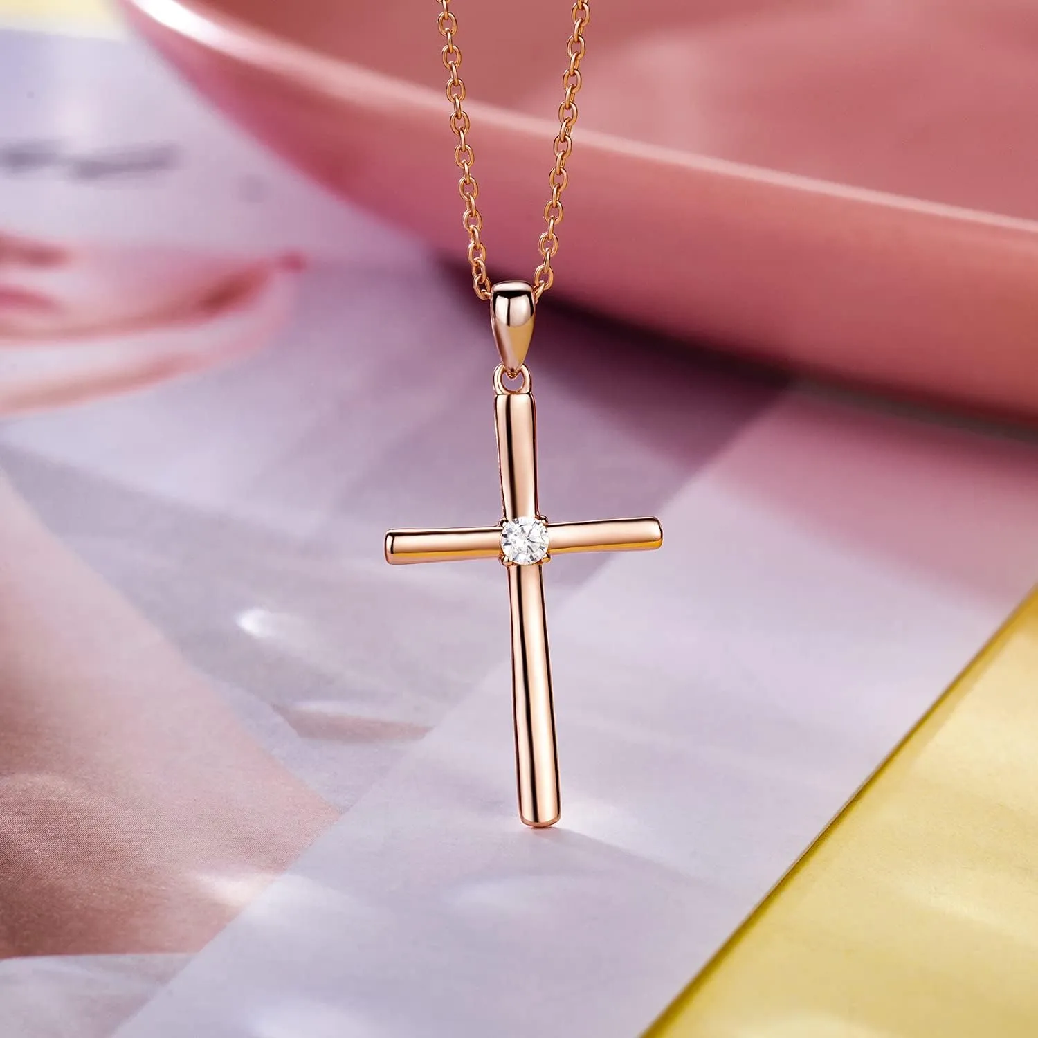 Billie Bijoux First Communion Gifts for Cross Necklaces for Women 925 Sterling Silver Cross Pendant Necklaces Jewelry Gifts for Mom Women Wife Her