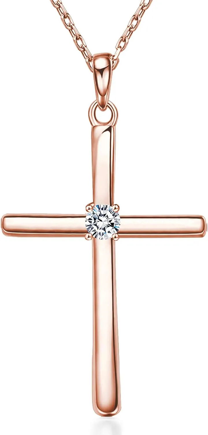 Billie Bijoux First Communion Gifts for Cross Necklaces for Women 925 Sterling Silver Cross Pendant Necklaces Jewelry Gifts for Mom Women Wife Her