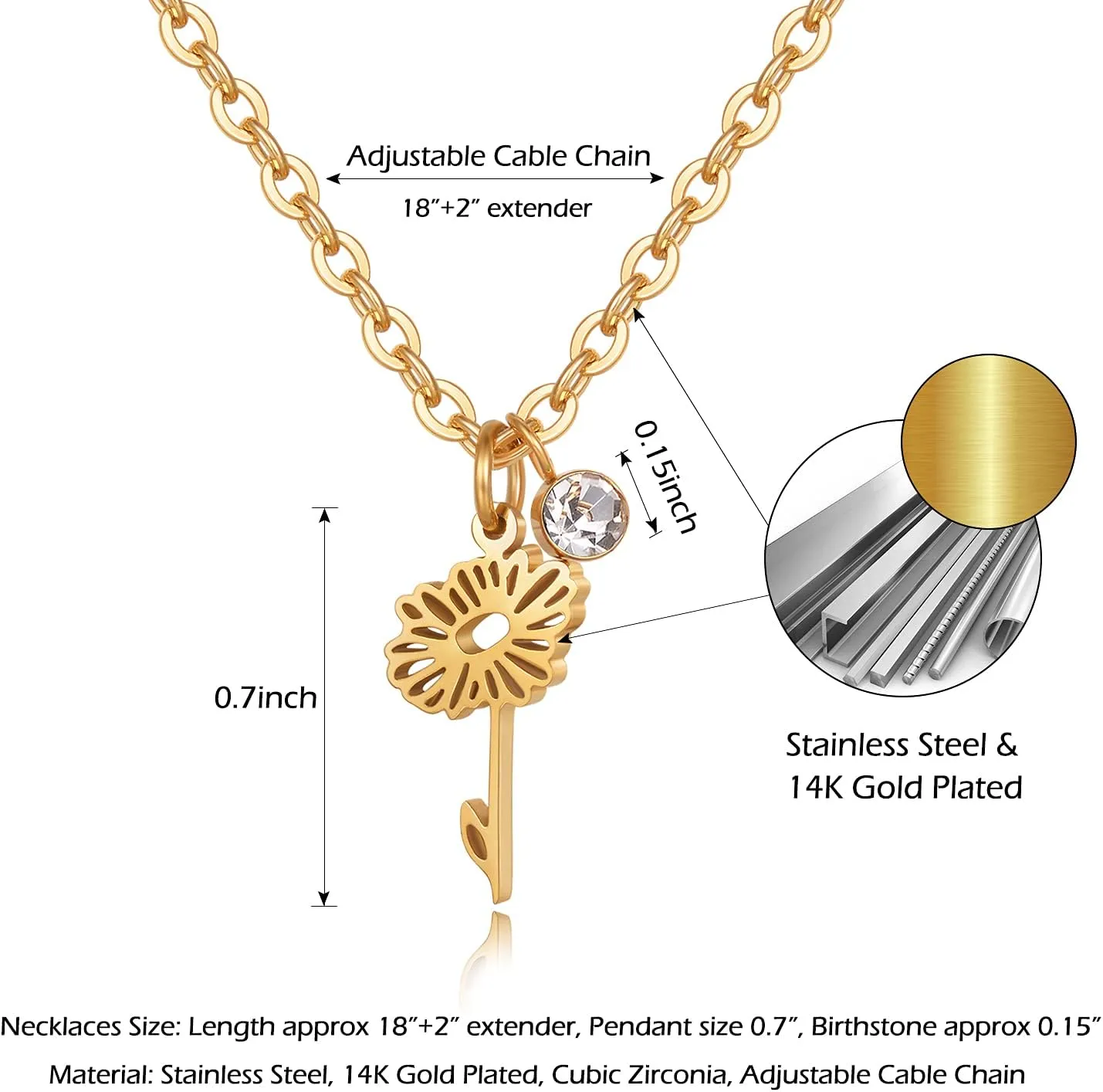 Birth Flower Necklaces Birthday Gifts for Women | 14K Gold Plated Birth Month Floral Birthstone Pendant Necklaces Wildflower Flowered Jewelry Gifts for Mom Friends