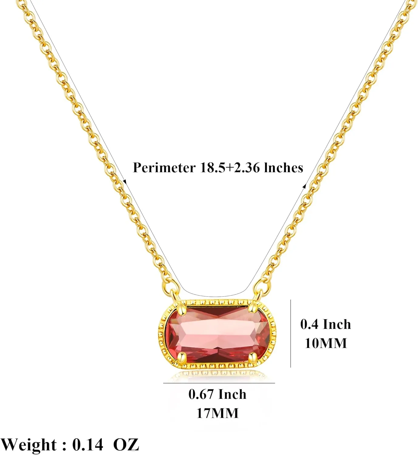 Birthstone Necklace for Women 14k Gold Plated Preppy Oval Stone Necklaces Trendy Zircon Pendant Necklaces Birthday Gifts for Women Mom Wife Friends