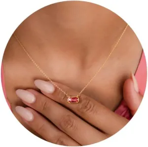Birthstone Necklace for Women 14k Gold Plated Preppy Oval Stone Necklaces Trendy Zircon Pendant Necklaces Birthday Gifts for Women Mom Wife Friends