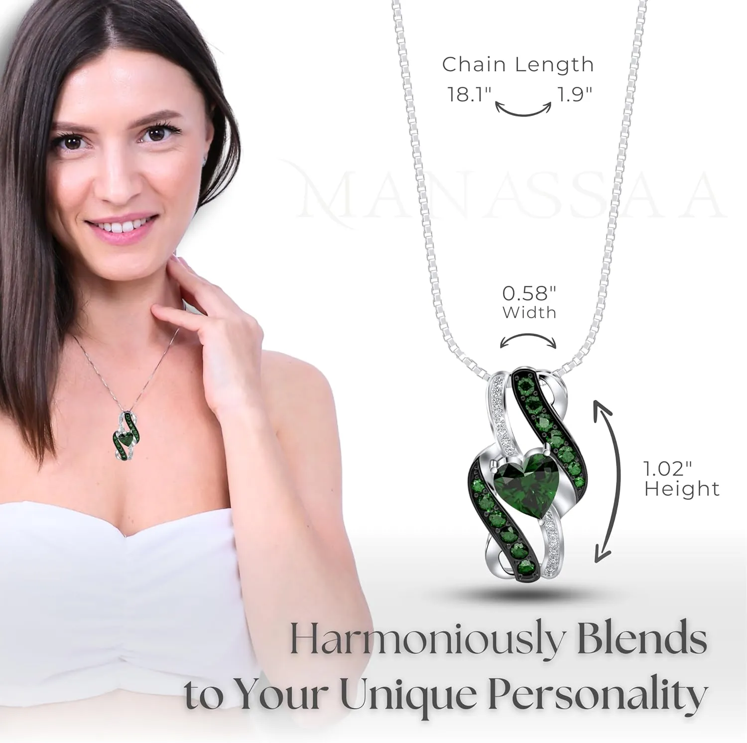 Birthstone Necklace Gift for Her Anniversary Present for Wife Girlfriend Mom Platinum Plated Sterling Silver Infinity Heart Necklace Gift for Women Mothers Day Valentines Day Christmas Day