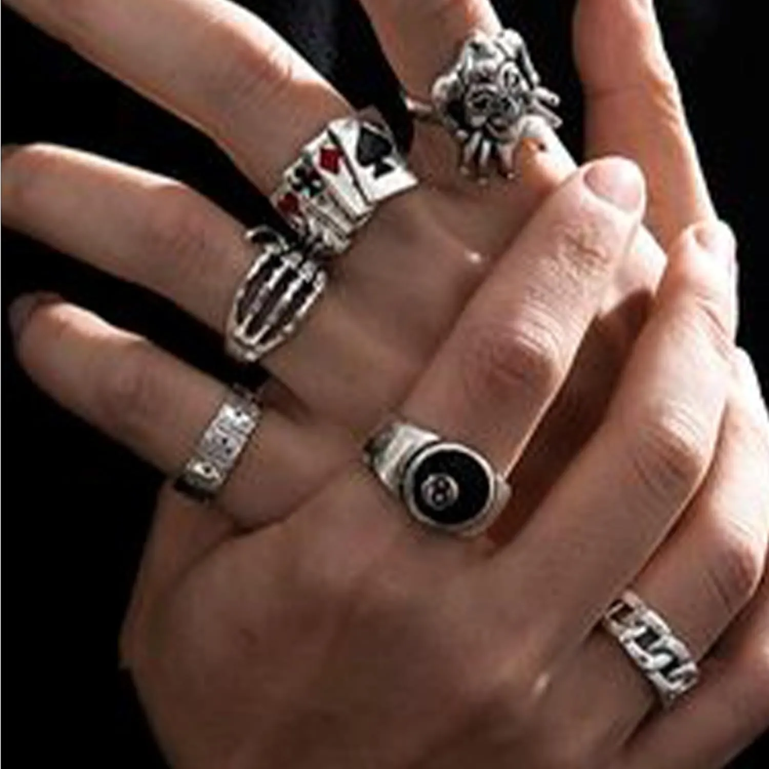 Black Gothic Vintage Rings Set - 20-30 PCS Cool Punk Jewelry with Snake, Butterfly, and Star Stacking Rings, Gift for Men, Women, Boys