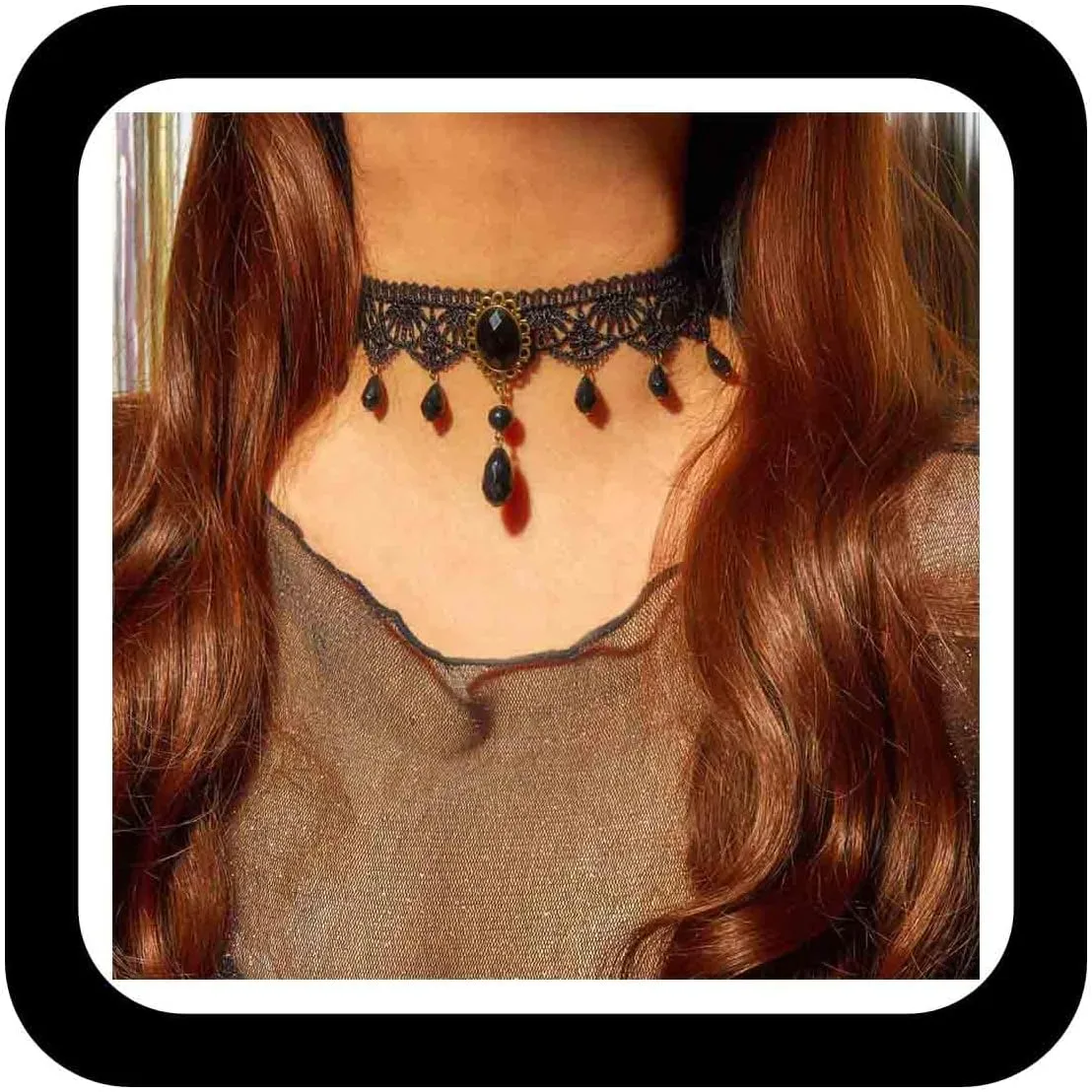 Black Lace Choker Necklaces Vintage Lace Collar Necklaces Black Crystal Pendant Necklace Boho Lace Velvet Chokers Necklaces Jewelry for Women