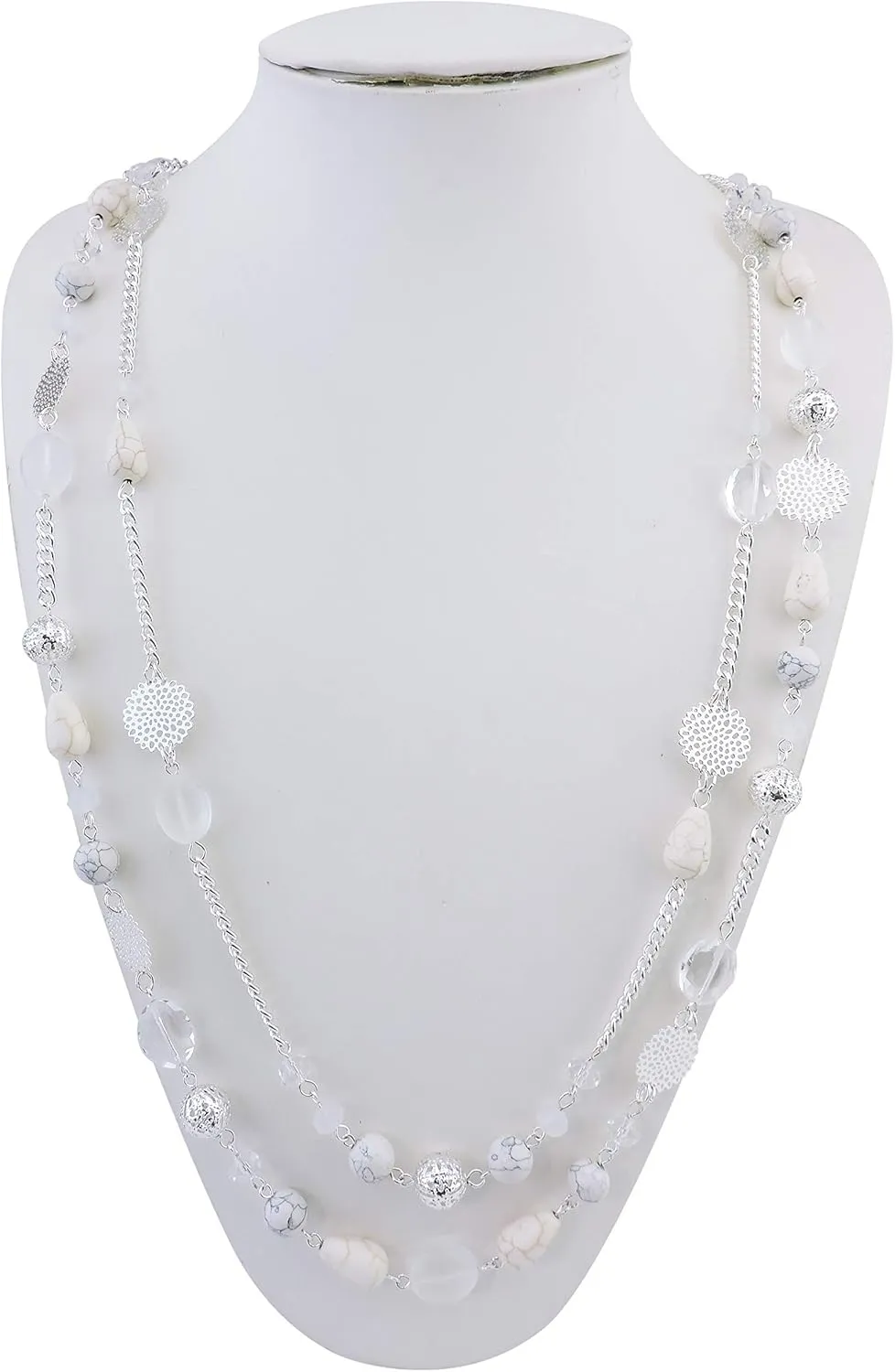 Bocar Long Necklaces for Women Trendy, Boho Layered Crystal Beaded Collar Necklaces for Women, Fashion Statement Necklaces Jewelry