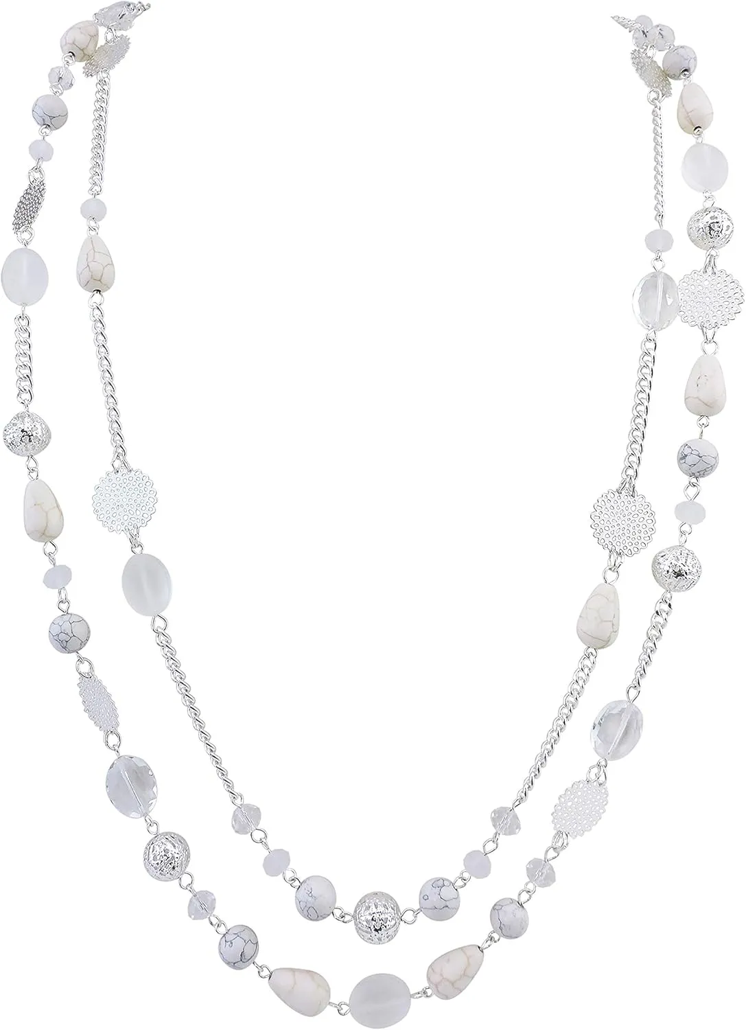 Bocar Long Necklaces for Women Trendy, Boho Layered Crystal Beaded Collar Necklaces for Women, Fashion Statement Necklaces Jewelry