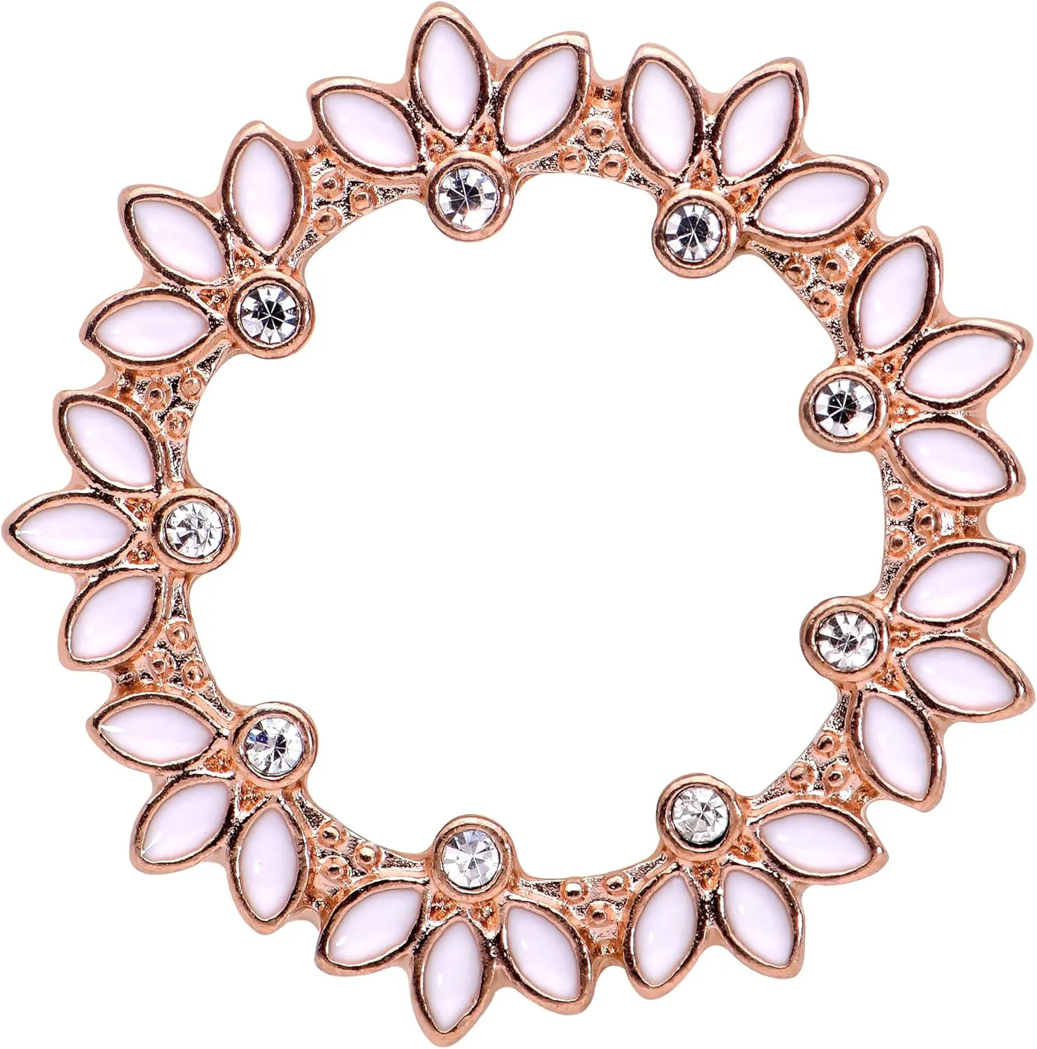 Body Candy 2Pc Plated Steel Rosy White Leaves Double Flare Screw Fit Tunnel Plug Ear Plug Gauges Set