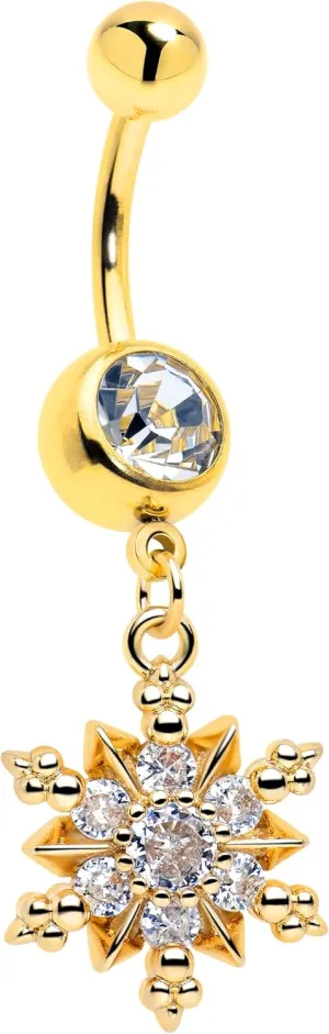 Body Candy Dangle Belly Ring - 316L Stainless Steel Navel Ring Piercing Glam Snowflake Belly Button Ring for Women Men