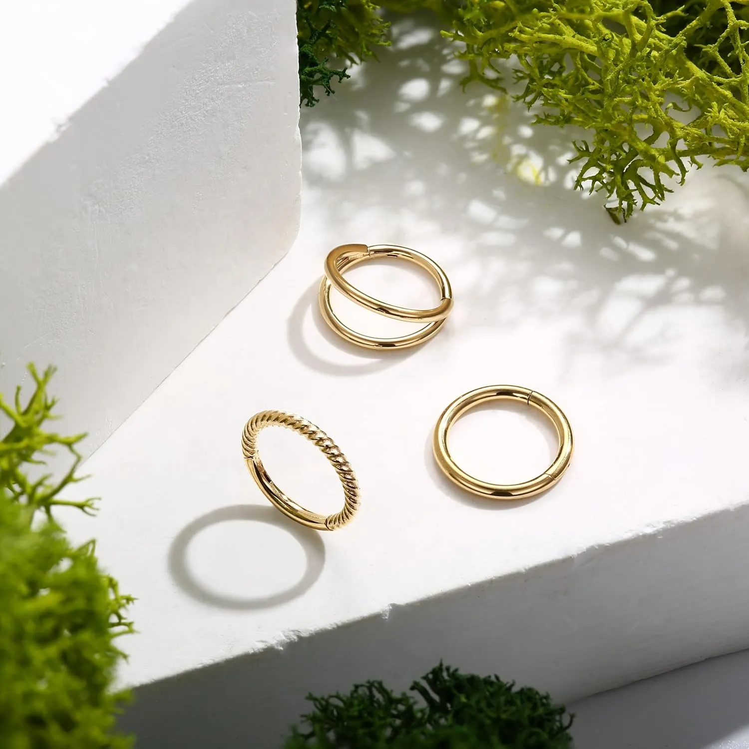 BodyBonita 3pcs 16G/18G/20G Nose Rings 316L Surgical Steel Triple/Double Hoop CZ Septum Cartilage Earring Helix Rook Tragus Conch Piercing Jewelry for Women Men 8 mm/10 mm