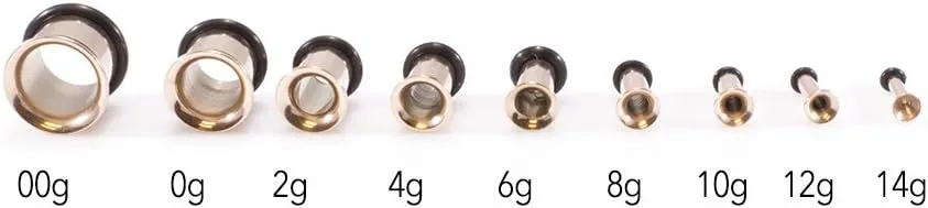 BodyJewelryOnline 2PCS Surgical Steel 14G-00G PVD Rose Gold Single Flared Tunnels Gauges Ear Expander Stretching Kit Plugs Piercing O Ring Tunnels for Women Men