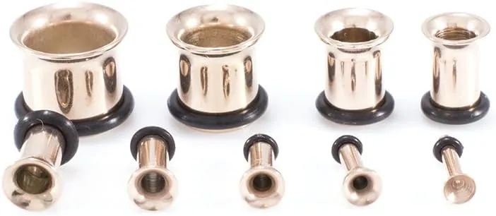 BodyJewelryOnline 2PCS Surgical Steel 14G-00G PVD Rose Gold Single Flared Tunnels Gauges Ear Expander Stretching Kit Plugs Piercing O Ring Tunnels for Women Men
