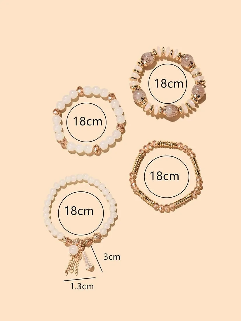 Bohemian Stackable Bracelets for Women Gold Beaded Stretch Charm Bracelets Set Crystal Elastic Multilayer Colorful Charm Bangles Bracelets Summer Beach Multicolor Statement Jewelry