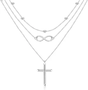 Boho Layered Necklace Sterling Silver Triple 3 Stacked Vertical Bar Triangle Long Layering Necklaces Christmas Jewelry Gifts for Women