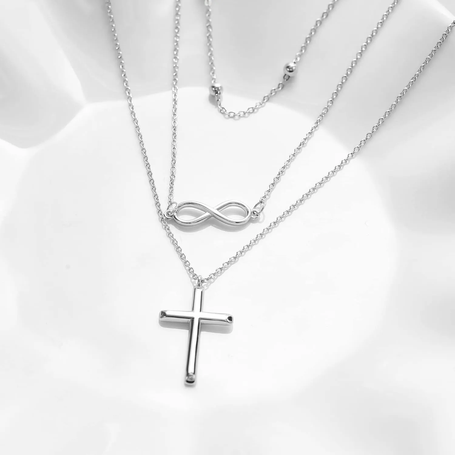 Boho Layered Necklace Sterling Silver Triple 3 Stacked Vertical Bar Triangle Long Layering Necklaces Christmas Jewelry Gifts for Women