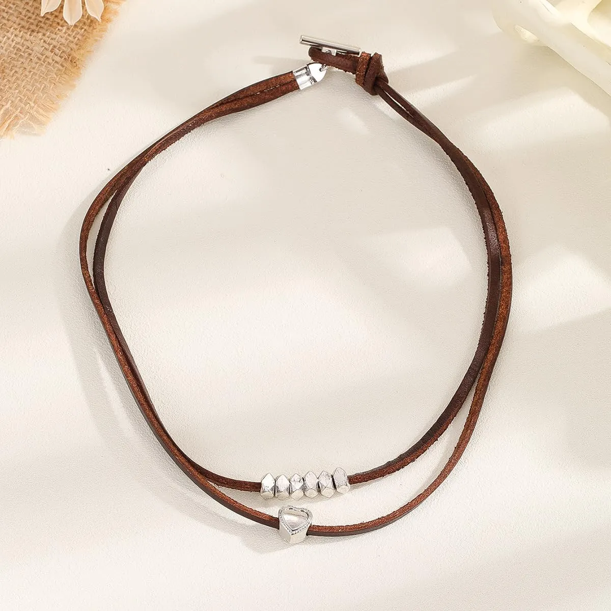 Boho Necklaces for Women Layered Leather Necklaces Suede Choker Necklace Vintage Bohemian Heart Necklace Turquoise Necklace Trendy Western Necklaces Jewelry Present