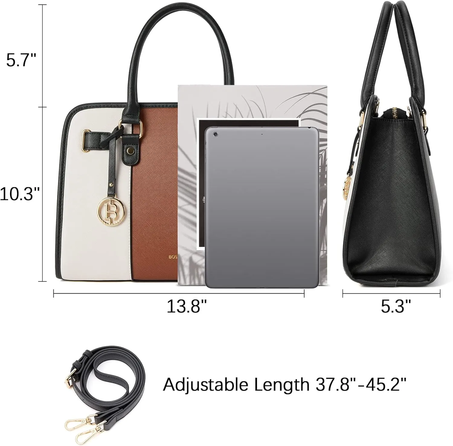 BOSTANTEN Leather Handbags for Women Designer Satchel Purses Top Handle Tote Work Shoulder Bags