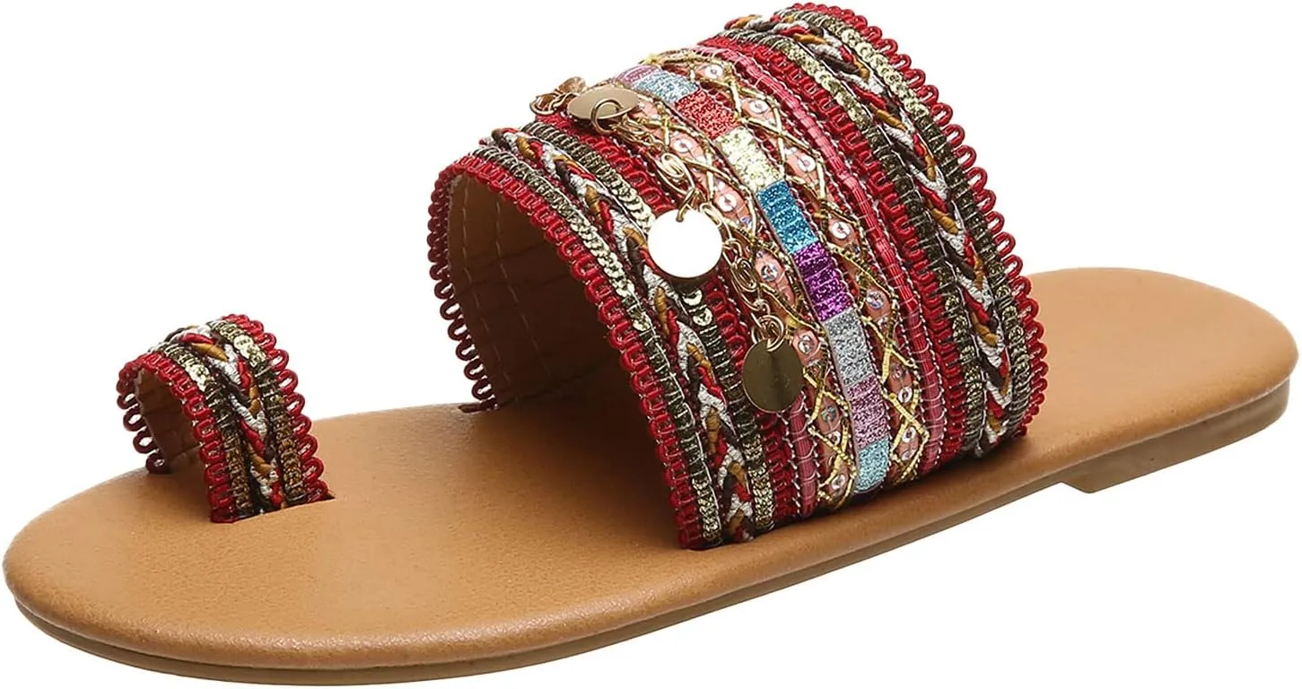 Bottom Women's Sandals Summer Toe Flat Retro Large Bosden Shoe Flat Sandals For Women Dressy