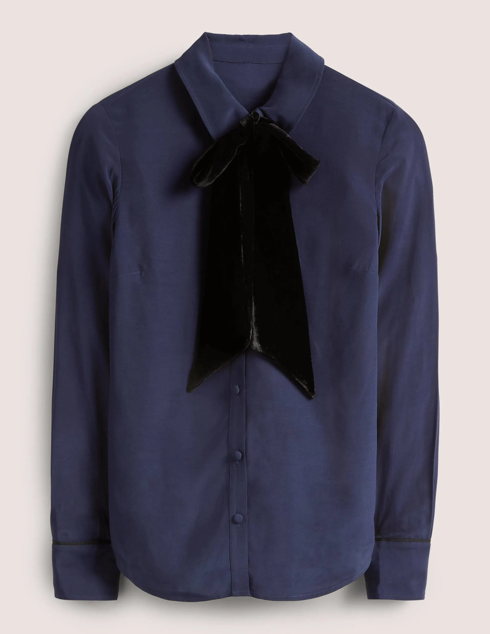 Bow Detail Classic Shirt-Navy