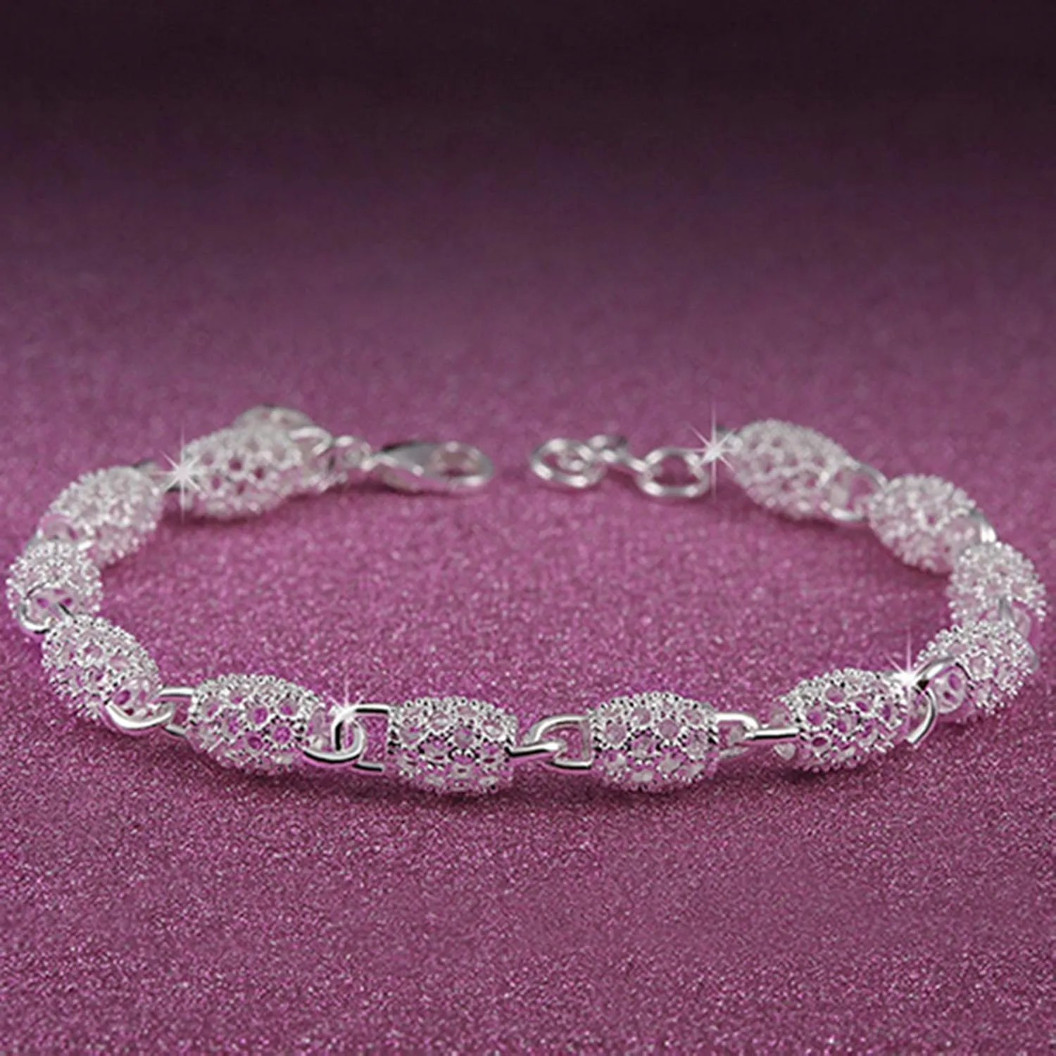 Bracelets 925 Sterling Silver Bracelets Fashion Vintage Couples Hollow Wavy Design, Party Jewelry Bangle
