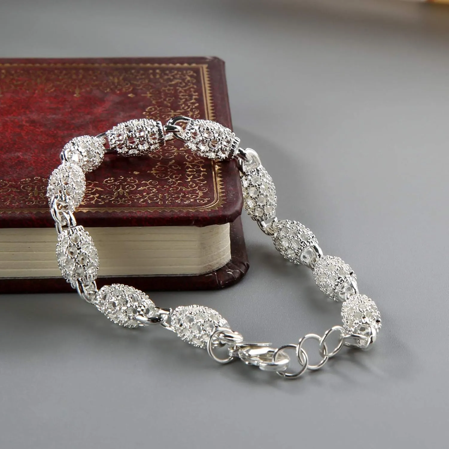 Bracelets 925 Sterling Silver Bracelets Fashion Vintage Couples Hollow Wavy Design, Party Jewelry Bangle