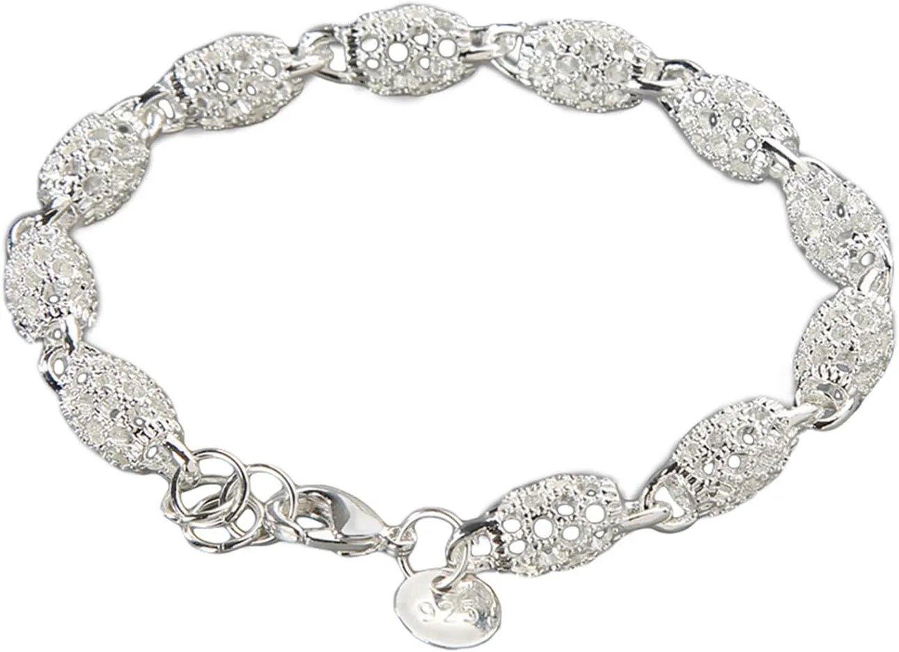 Bracelets 925 Sterling Silver Bracelets Fashion Vintage Couples Hollow Wavy Design, Party Jewelry Bangle