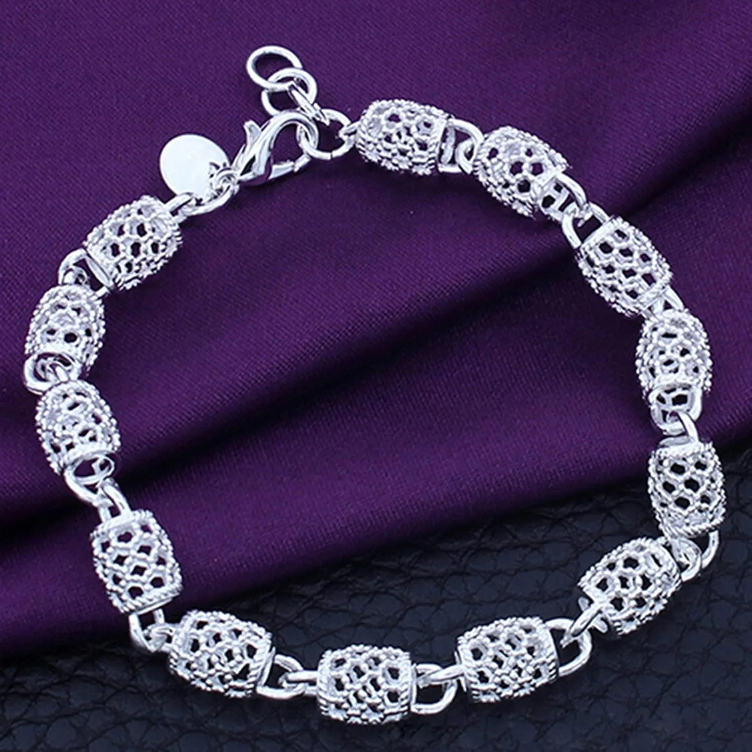 Bracelets 925 Sterling Silver Bracelets Fashion Vintage Couples Hollow Wavy Design, Party Jewelry Bangle