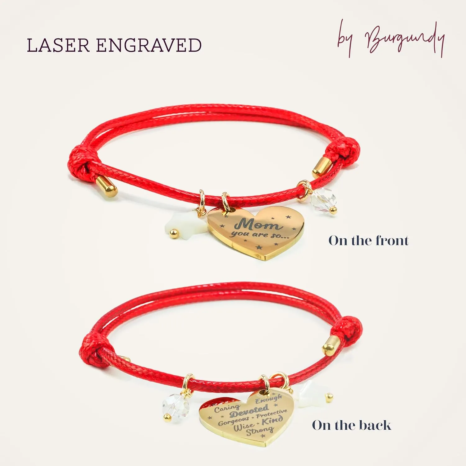 Bracelets for women trendy | aesthetic bracelets | pulseras para mujer | mom and daughter bracelets | motivational bracelets | knot bracelet mama bracelets for women friendship bracelet by Burgundy