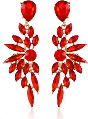 Bridal Rhinestone Statement Earrings for Women Big Cluster Dangle Earrings Large Cubic Zirconia Wedding Party Prom Long Earrings for Women Jewelry