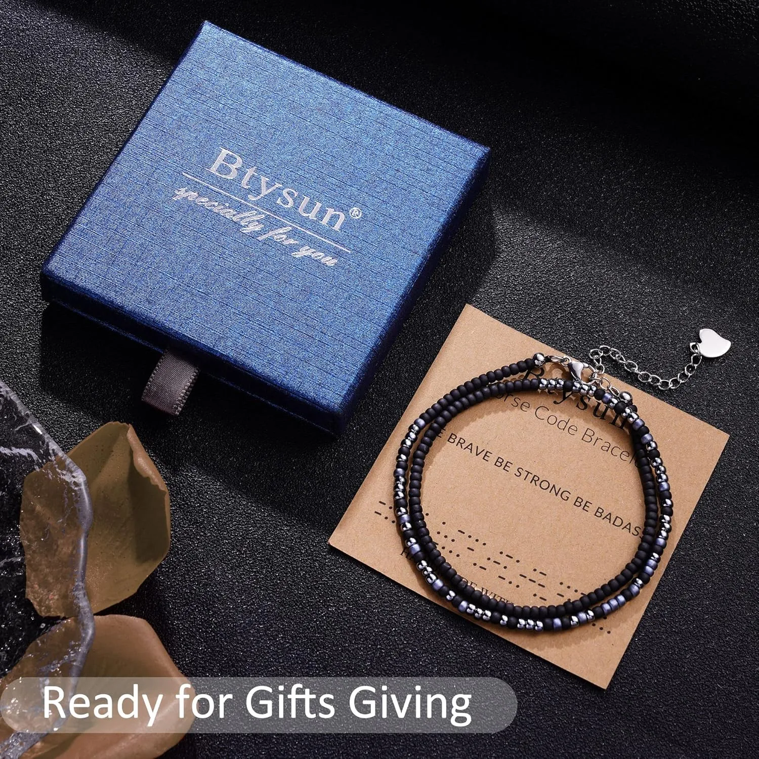 Btysun Inspirational Morse Code Bracelets for Women Men Teen Girl Gifts Best Friend Birthday Gifts for Him Her Adjustable Layered Secret Message Sister Bff Girfriend Sister Christmas Jewelry