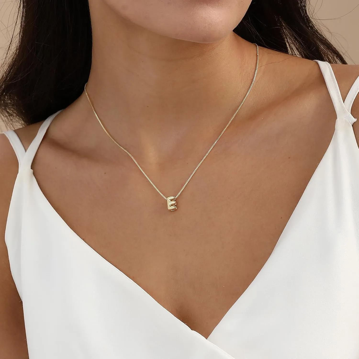 Bubble Gold Initial Necklaces Dainty Letter Necklace 14K Gold Plated Cute Name Choker Necklaces for Women Trendy Gold Personalized Jewelry Gift for Women