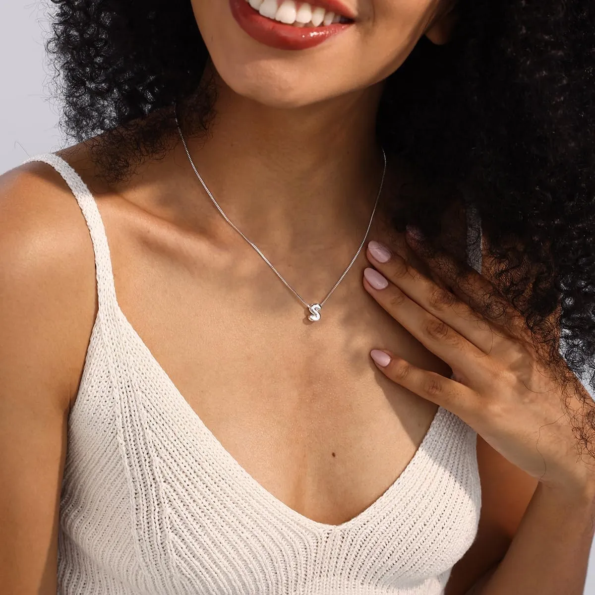 Bubble Gold Initial Necklaces Dainty Letter Necklace 14K Gold Plated Cute Name Choker Necklaces for Women Trendy Gold Personalized Jewelry Gift for Women