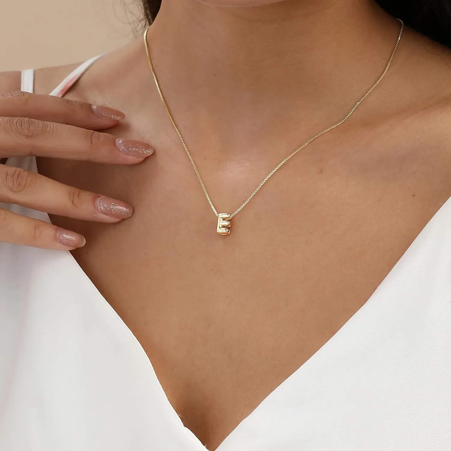 Bubble Gold Initial Necklaces Dainty Letter Necklace 14K Gold Plated Cute Name Choker Necklaces for Women Trendy Gold Personalized Jewelry Gift for Women