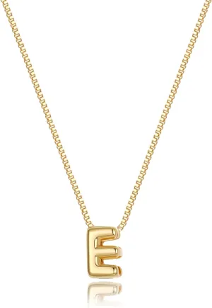Bubble Gold Initial Necklaces Dainty Letter Necklace 14K Gold Plated Cute Name Choker Necklaces for Women Trendy Gold Personalized Jewelry Gift for Women