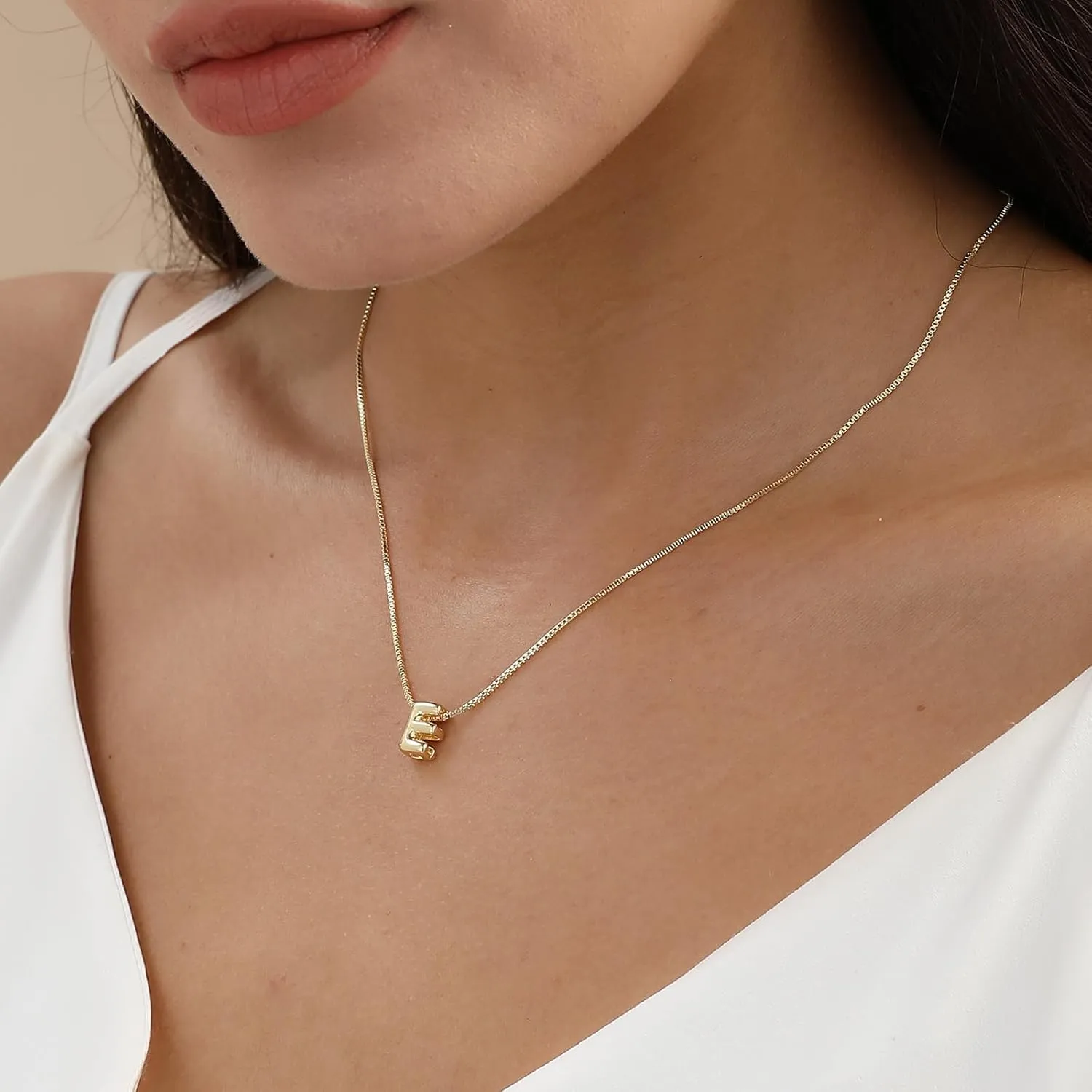 Bubble Gold Initial Necklaces Dainty Letter Necklace 14K Gold Plated Cute Name Choker Necklaces for Women Trendy Gold Personalized Jewelry Gift for Women
