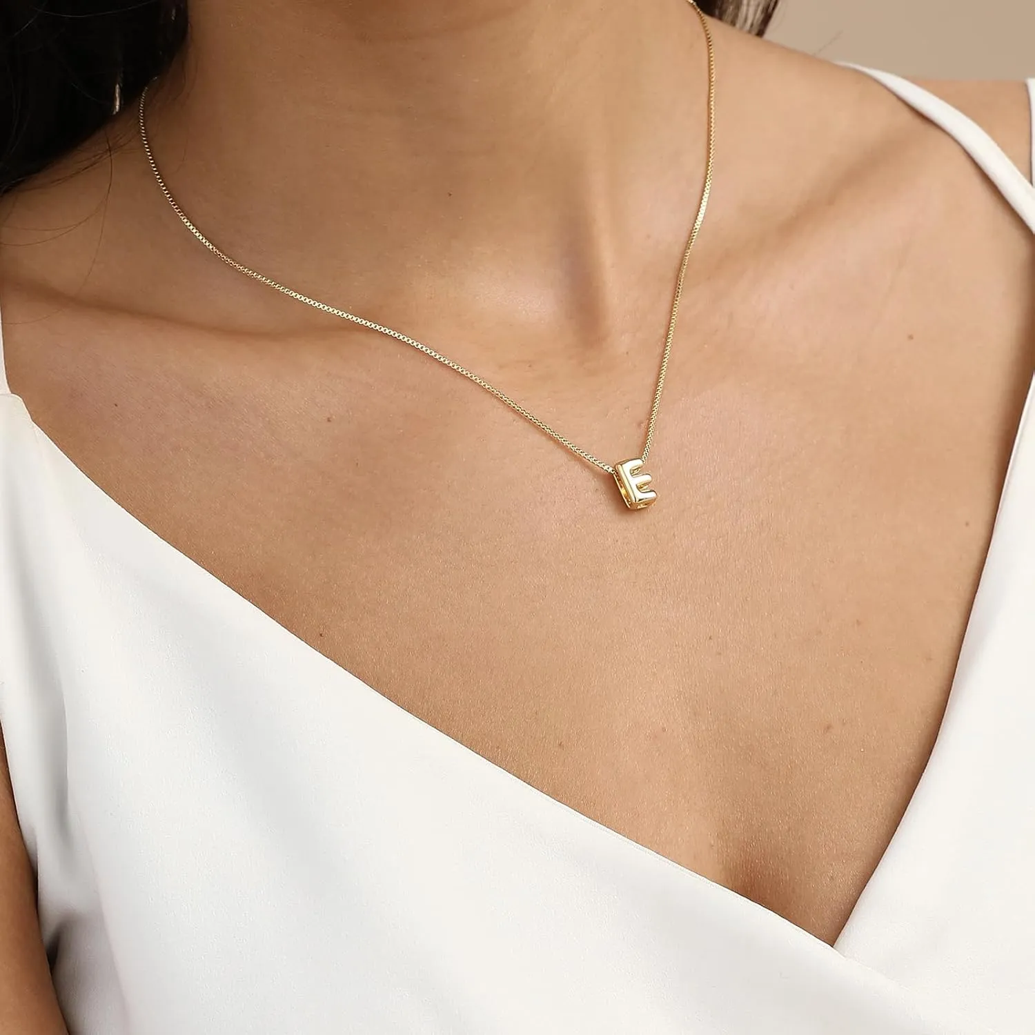 Bubble Gold Initial Necklaces Dainty Letter Necklace 14K Gold Plated Cute Name Choker Necklaces for Women Trendy Gold Personalized Jewelry Gift for Women