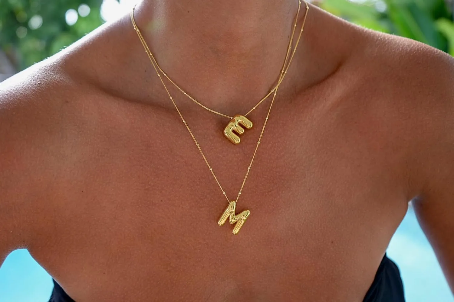 Bubble Letter Necklace For Women,Dainty Balloon Initial Necklaces 18k Gold Plated Chain Pendant Alphabet Necklaces For Girlfriend Charm Simple Gift Jewelry