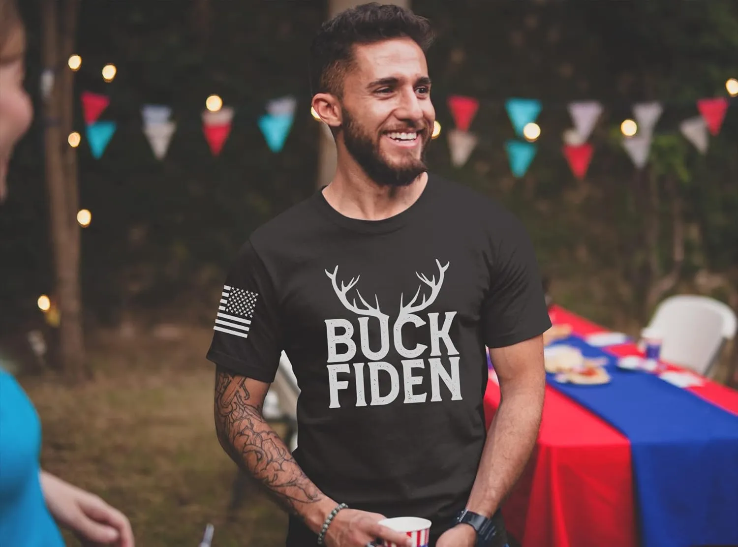 Buck Fiden Funny Mens Patriotic Short Sleeve T-Shirt
