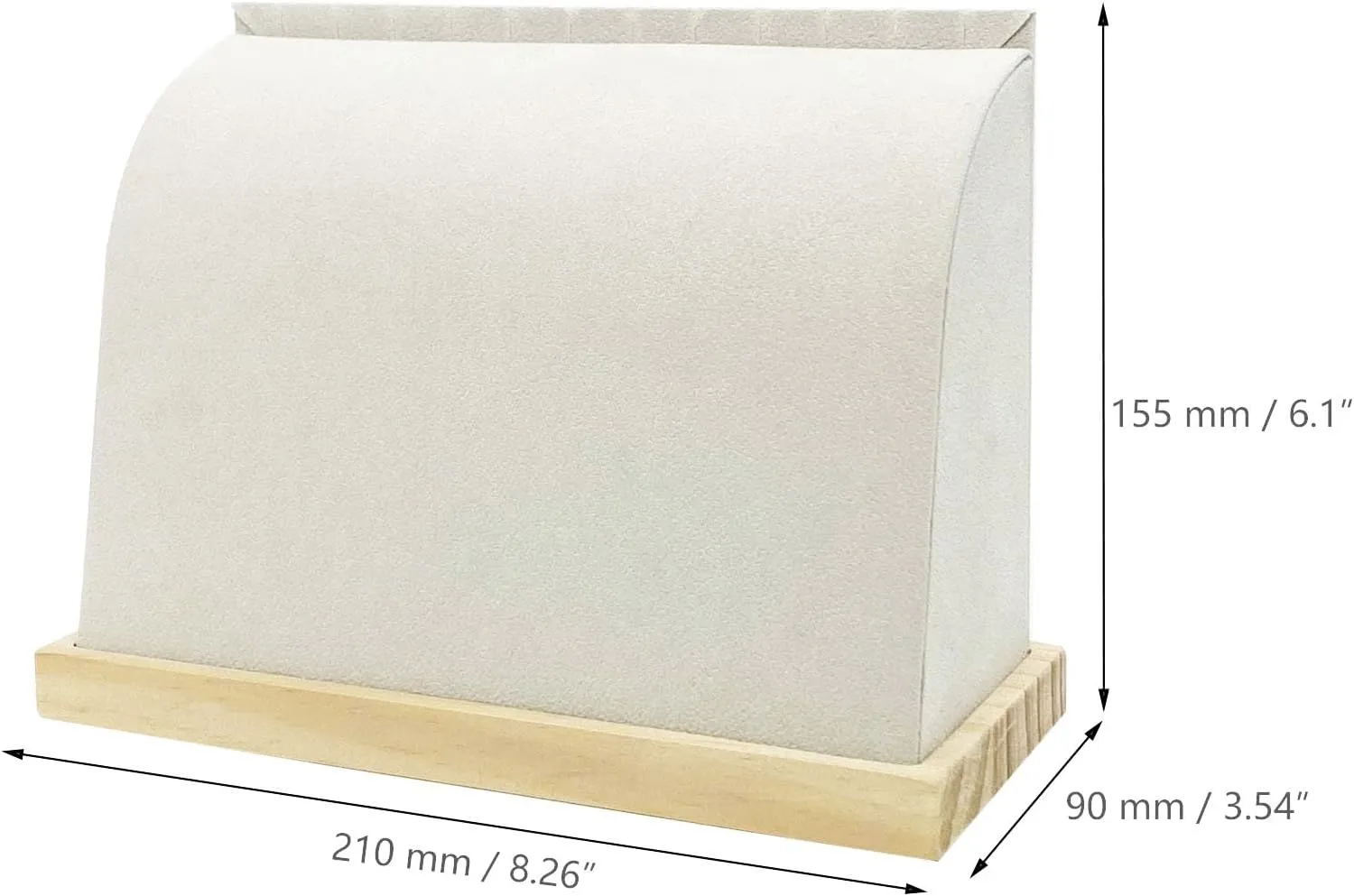 Cambered Necklace Display Stand with Flannelette Soft Mat Wood Jewelry Organizer Tabletop Display Holder for Necklaces, Bracelet, Choker Pendant (Beige)