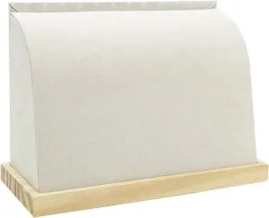 Cambered Necklace Display Stand with Flannelette Soft Mat Wood Jewelry Organizer Tabletop Display Holder for Necklaces, Bracelet, Choker Pendant (Beige)