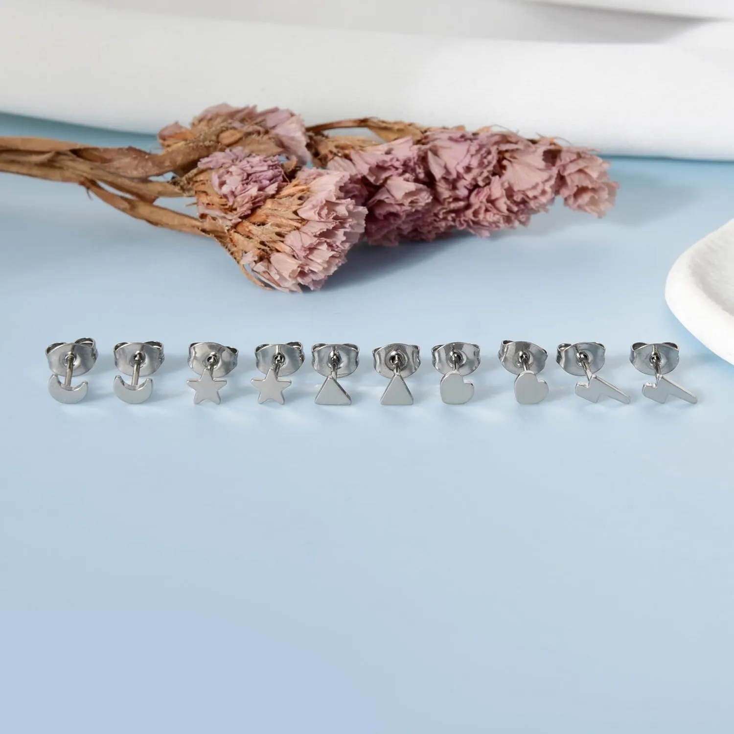 CANDYFANCY G23 Titanium Studs Earrings for Women Men Minimalist Opal Cubic Zirconia Pearl Dot Ball Stud Earrings Hypoallergenic Implanted Grade Titanium Lobe Cartilage Earrings for Sensitive Ears