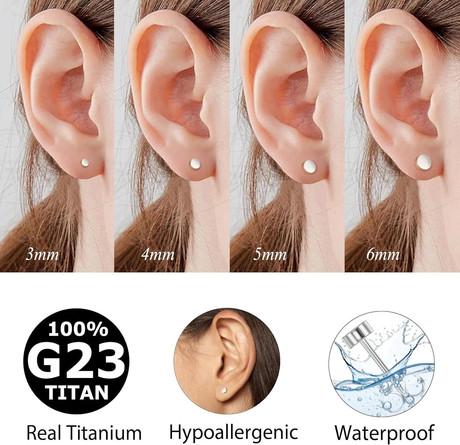 CANDYFANCY G23 Titanium Studs Earrings for Women Men Minimalist Opal Cubic Zirconia Pearl Dot Ball Stud Earrings Hypoallergenic Implanted Grade Titanium Lobe Cartilage Earrings for Sensitive Ears