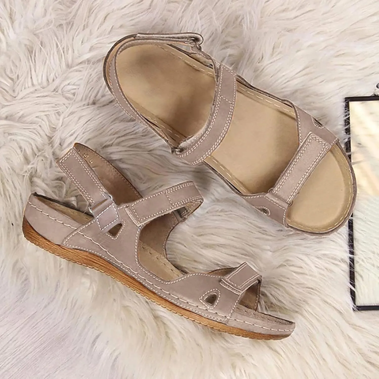 Casual Sandals Women Arch Support Wedge Sandals for Women Open Toe Shoes Comfortable Strap Beach Sandals